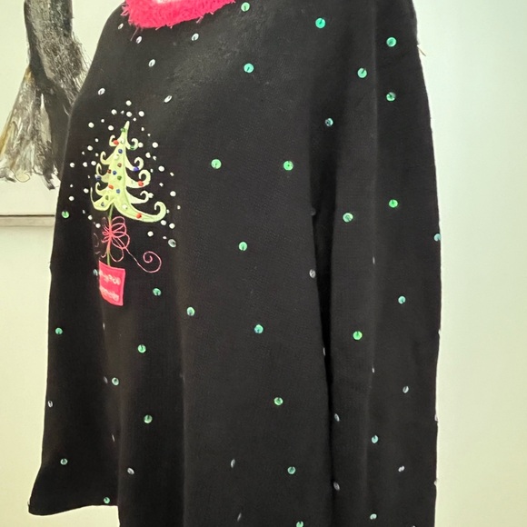 Mandal Bay Black & Pink Embellished Christmas Sweater Size Large - Picture 3 of 8